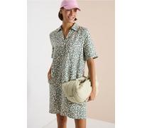 Cecil Damen Knielanges Kleid aus Leinenmix mit Leo-Print in Beige, Gr: L