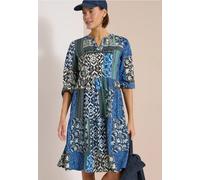 Cecil Damen Knielanges Kleid in Seersuckerqualität in Blau, Gr: XL