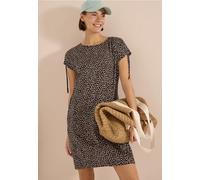 Druckkleid CECIL, Damen, Gr. XL (44), N-Gr, braun cacao, Web, Obermaterial: 100% Viskose, bedruckt, normal kniefrei, Rundhals, abgesteppte Kante, Kleider Druckkleid, Sommerkleid mit Minimalprint und m