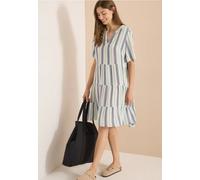 Sommerkleid CECIL, Damen, Gr. L (42), US-Größen, vanilleweiß, Stoff, 100% Viskose, gestreift, comfort fit normal, V-Ausschnitt, normaler Saum, Kleider Sommerkleid, im Streifendesign (85289513-L) vanil