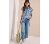 Cecil Damen Kurzarm Bluse mit Minimal Print in Blau, Gr: L