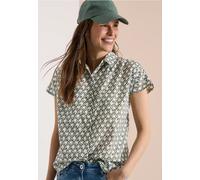 Cecil Damen Kurzarm Bluse mit Minimal Print in Grün, Gr: XS