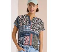 Cecil Damen Kurzarm Bluse mit Patchwork-Print in Grün, Gr: L