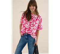 Cecil Damen Kurzarm Bluse mit Print und Knöpfen in Pink, Gr: XL