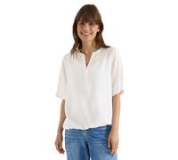 Shirtbluse CECIL, Damen, Gr. L (42), vanilleweiß, Stoff, 100% Viskose, unifarben, klassisch normal, Rundhals, normaler Saum, Blusen, mit geschlitztem Rundhalsausschnitt (71853338-L) vanilleweiß