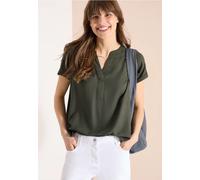 Cecil Damen Kurzarm Bluse mit Split Neck in Grün, Gr: XL