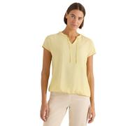 Kurzarmbluse CECIL, Damen, Gr. XXL (46), buttermilk gelb, Stoff, Vorderseite: 100% Viskose. Rückseite: 95% Viskose, 5% Elasthan, unifarben, klassisch normal, V-Ausschnitt, abgesteppt, Blusen, mit Stru