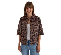 Hemdbluse CECIL, Damen, Gr. XS (36), braun (creamy mocha), Web, 100% Baumwolle, normal normal, V-Ausschnitt, abgesteppt, Blusen Hemdbluse, mit Leomuster (90713312-XS) creamy mocha