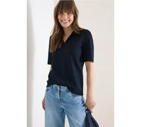 Poloshirt CECIL, Damen, Gr. M (40), universal blau, Web, 100% Baumwolle, unifarben, comfort fit normal, hoch geschlossener Ausschnitt, abgesteppt, Shirts, in Unifarbe (79288744-M) universal blau