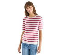 Cecil Damen Kurzarm Pullover mit Struktur und Streifen in Pink, Gr: XXL