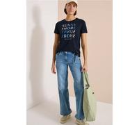 T-Shirt CECIL, Damen, Gr. XXL (46), universal blau, Stoff, 65% Polyester, 35% Viskose, bedruckt, comfort fit normal, Rundhals, normaler Saum, Shirts T-Shirt, mit Rundhalsausschnitt, Topseller (7274843
