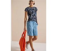 Cecil Damen Kurzarm Shirt mit Boat Neck und Raffung in Blau, Gr: L