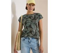 Cecil Damen Kurzarm Shirt mit Boat Neck und Raffung in Grün, Gr: L