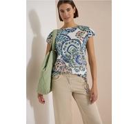 Cecil Damen Kurzarm Shirt mit Boat Neck und Raffung in Weiß, Gr: XL