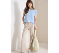 Rundhalsshirt CECIL, Damen, Gr. XL (44), light sky blau, Web, 50% Baumwolle, 50% Modal, unifarben, comfort fit normal, U-Boot-Ausschnitt, abgesteppt, Shirts Rundhalsshirt, mit Raffung (13830930-XL) li