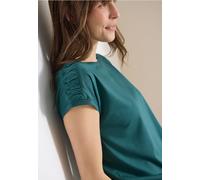 Cecil Damen Kurzarm Shirt mit Boatneck und Raffung in Grün, Gr: S