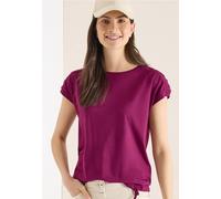 Rundhalsshirt CECIL, Damen, Gr. M (40), magenta lila, Web, 50% Baumwolle, 50% Modal, unifarben, comfort fit normal, U-Boot-Ausschnitt, abgesteppt, Shirts Rundhalsshirt, mit Raffung (72374416-M) magent