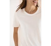 Rundhalsshirt CECIL, Damen, Gr. XL (44), pearl beige, Web, 50% Baumwolle, 50% Modal, gestreift, comfort fit normal, Rundhals, abgesteppt, Shirts Rundhalsshirt, Jersey (21575545-XL) pearl beige