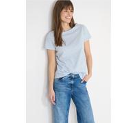 Cecil Damen Kurzarm Shirt mit seitlicher Raffung in Blau, Gr: 3XL