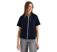 Sweatjacke CECIL, Damen, Gr. S (38), universal blau, Sweatware, 100% Baumwolle, unifarben, comfort fit normal, hoch geschlossener Ausschnitt, Aufschlag, Sweatjacken Sweatjacke, mit Stehkragen (9633376