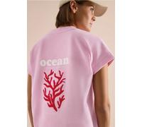 Cecil Damen Kurzarm Sweatshirt mit Backprint in Rosa, Gr: XXL