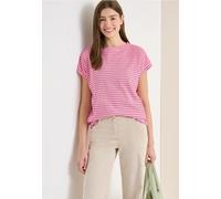 T-Shirt CECIL, Damen, Gr. XXL (46), beetroot pink, Web, 100% Baumwolle, gestreift, normal normal, U-Boot-Ausschnitt, Bündchen, Shirts T-Shirt, aus reiner Baumwolle (74362125-XXL) beetroot pink