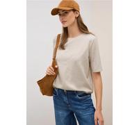 Sweatshirt CECIL, Damen, Gr. XXL (46), beige (light beige melange), Sweatware, Obermaterial: 48% Viskose, 45% Polyester, 7% Elasthan, unifarben, casual, hüftbedeckend, Rundhals, Halbarm, Sweatshirts, 