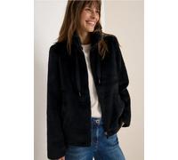 Fellimitatjacke CECIL, Damen, Gr. S (38), blau (schwarz navy blau), Stoff, Obermaterial: 100% Polyester; Futter: 100% Polyester, unifarben, casual, normal normal, hoch geschlossener Ausschnitt, Langar