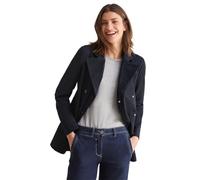 Trenchcoat CECIL, Damen, Gr. XXL (46), blau (schwarz navy blau), Web, Obermaterial: 100% Baumwolle; Futter: 100% Polyester, unifarben, casual, normal kurz, V-Ausschnitt, Langarm Bündchen, Mäntel, mit
