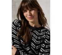Cecil Damen Kuscheliger Jaquard Pullover in Schwarz, Gr: XS