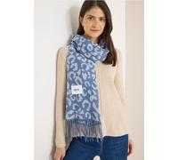 Schal CECIL, Damen, Gr. onesize, coal blau, Stoff, 65% Polyester, 35% Viskose, Animalmuster, Modetücher Schal, mit Fransen am Saum (20171413-0) coal blau