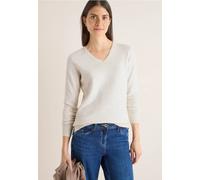 CECIL Kuscheliger V-Neck Pullover Eggshell Melange L