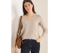 Cecil Damen Kuscheliger V-Neck Pullover in Beige, Gr: XL