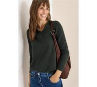 Cecil Damen Kuscheliger V-Neck Pullover in Grün, Gr: S