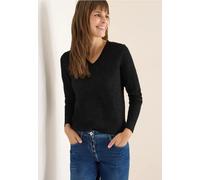 Cecil Damen Kuscheliger V-Neck Pullover in Schwarz, Gr: XXL