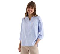 Cecil Langarmbluse Seersucker, Damen, gestreift, 78% Baumwolle/22% Modal, Blau XXL