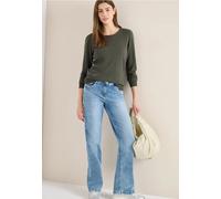 Cecil Damen Langarm Pullover mit Rippdetail in Grün, Gr: XL