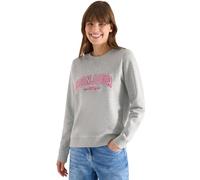 Sweatshirt CECIL, Damen, Gr. S (38), milky grau melange, Sweatware, Obermaterial: 100% Baumwolle, bestickt, meliert, regular fit normal, Rundhals, Rippbündchen, Sweatshirts Sweatshirt, mit Schriftzug 