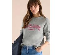 Cecil Damen Langarm Sweatshirt mit Stickerei in Grau, Gr: XS