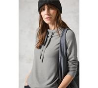 Langarmshirt CECIL, Damen, Gr. XXL (46), grau (mineral grau melange), Stoff, 67% Viskose, 28% Polyester, 5% Elasthan, unifarben, normal normal, Rundhals, Bündchen, Shirts Langarmshirt, mit Kragen (754