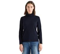 Langarmshirt CECIL, Damen, Gr. L (42), urban dunkelblau, Web, 95% Baumwolle, 5% Elasthan, unifarben, comfort fit normal, hoch geschlossener Ausschnitt, abgesteppt, Shirts Langarmshirt, mit Turtleneck