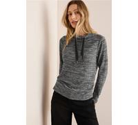 Langarmshirt CECIL, Damen, Gr. XL (44), schwarz (schwarz melange), Stoff, 79% Polyester, 19% Viskose, 2% Elasthan, meliert, normal normal, ohne Ausschnitt, Bündchen, Shirts Langarmshirt, bestehend aus