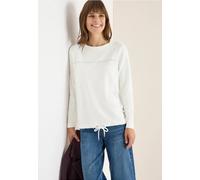 Cecil Damen Langarmshirt mit Wording in Weiß, Gr: M