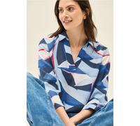 Hemdbluse CECIL, Damen, Gr. XXL (46), urban navy blau, Web, Obermaterial: 67% Viskose, 33% Baumwolle, gemustert, casual, normal hüftbedeckend, Rundhals, 3/4-Ärmel, Blusen, mit grafischem Muster (57850