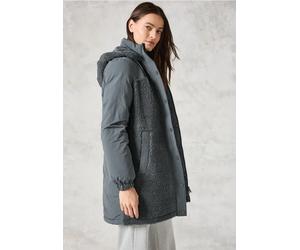 Cecil Damen Lange Materialmix-Jacke in Grau, Gr: XS