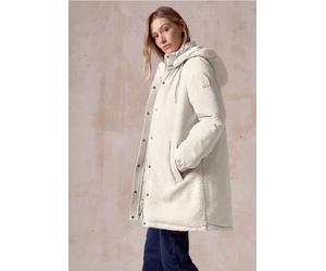 Cecil Damen Lange Materialmix-Jacke in Weiß, Gr: XL