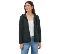 Sweatjacke CECIL, Damen, Gr. M40, grün (ink grün), Web, 73% Baumwolle, 19% Polyester, 7% Viskose, 1% Elasthan, unifarben, comfort fit normal, ohne Ausschnitt, abgesteppt, Sweatjacken, mit Kängurutasch