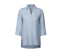 Klassische Bluse CECIL, Damen, Gr. L42, blau (chambray forever blau), Web, 100% Leinen, gestreift, klassisch normal, V-Ausschnitt, Bündchen, Blusen, aus Leinen (96087627-L) chambray forever blau