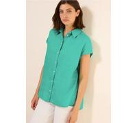 Kurzarmbluse CECIL, Damen, Gr. XXL (46), grün (agave grün), Web, 100% Leinen, unifarben, normal normal, V-Ausschnitt, Bündchen, Blusen, mit Seitlichen Einschlitzen am Saum (21189769-XXL) agave grün