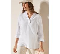 Cecil Damen Leinen-Longbluse in Weiß, Gr: XS